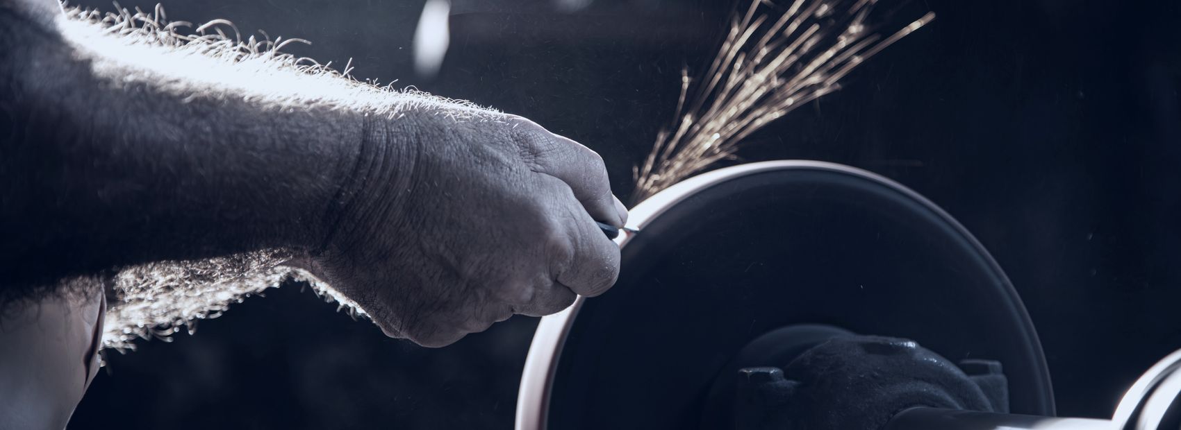 Grinding sparks during a practical test